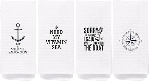 NEGIGA Toallas de cocina náuticas, toallas de barco, toallas de ancla, toallas de mano náuticas para regalos de marinero, regalos de capitán de