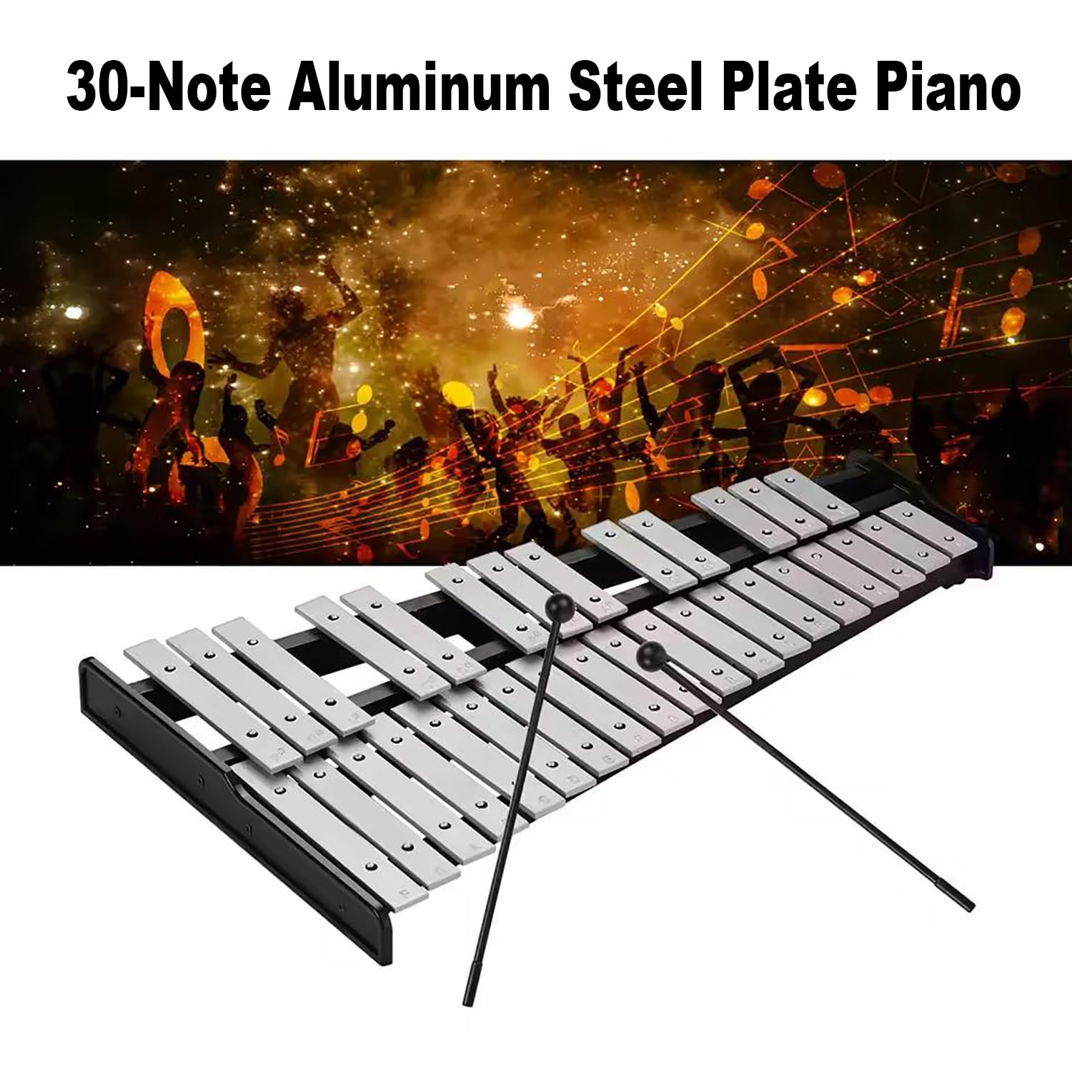 Kit Campana Xilofono Glockenspiel a 30 Note,Glockenspiel Pieghevole con 2 Bacchete e Borsa, Strumenti a Percussione Xilofono Glockenspiel Professionale per Adulti e Studenti