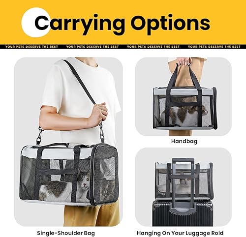 Miniatura 8 de Transportador para gatos de lados suaves para gatos pequeños, cachorros de hasta 15 libras, aprobado por aerolíneas