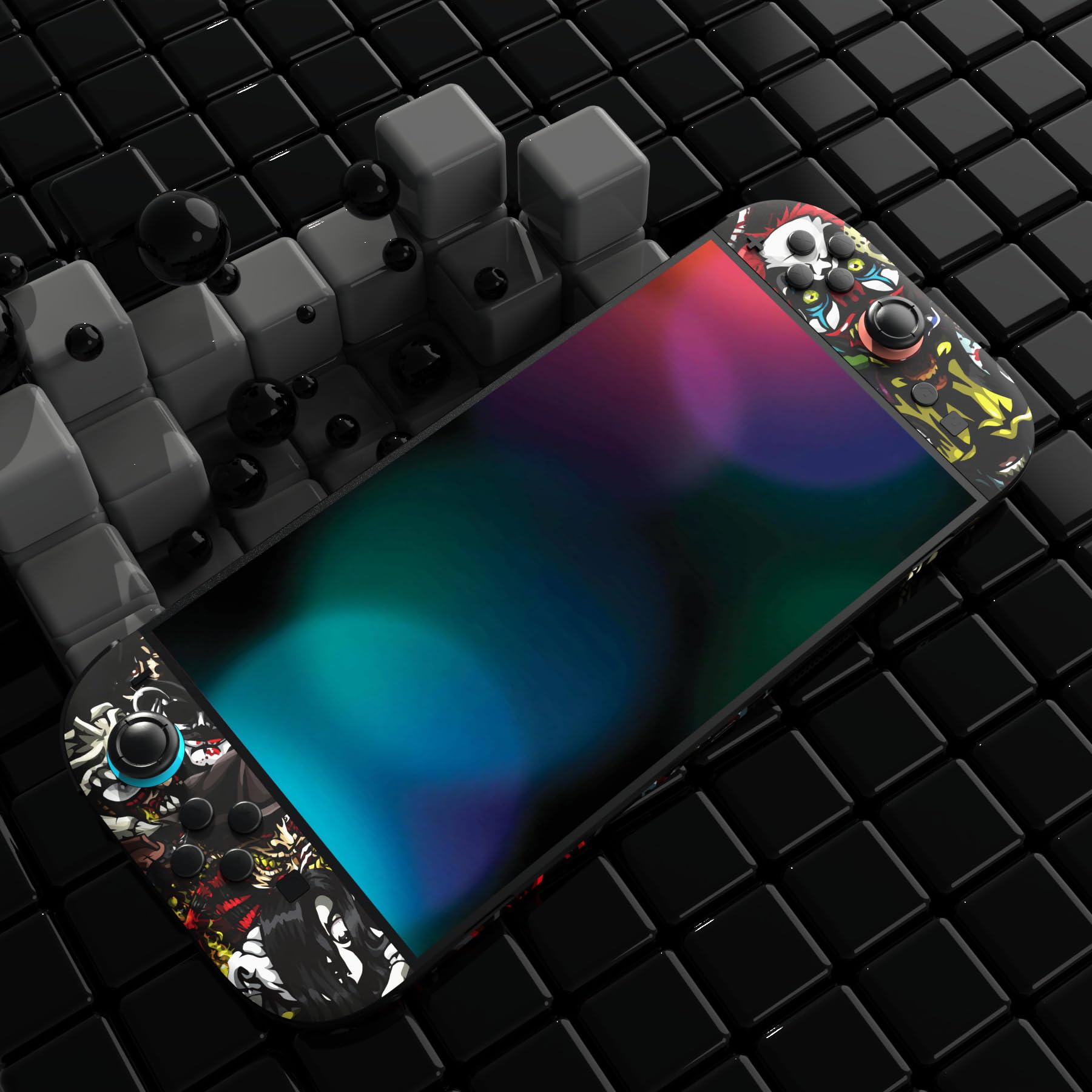 PlayVital 2 Sets de Fundas Adhesivas de Vinilo para Nintendo Switch 2 (2025), Pegatinas Personalizadas para Consola, Grips, Dock y Agarre, Protector Decorativo Completo (Fiesta de Miedo) - 5