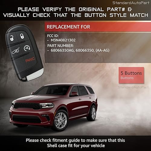 Miniatura 5 de StandardAutoPart Funda de repuesto para llavero inteligente de entrada sin llave para Journey Durango Compass M3N40821302 68066350AB M3N-40821302