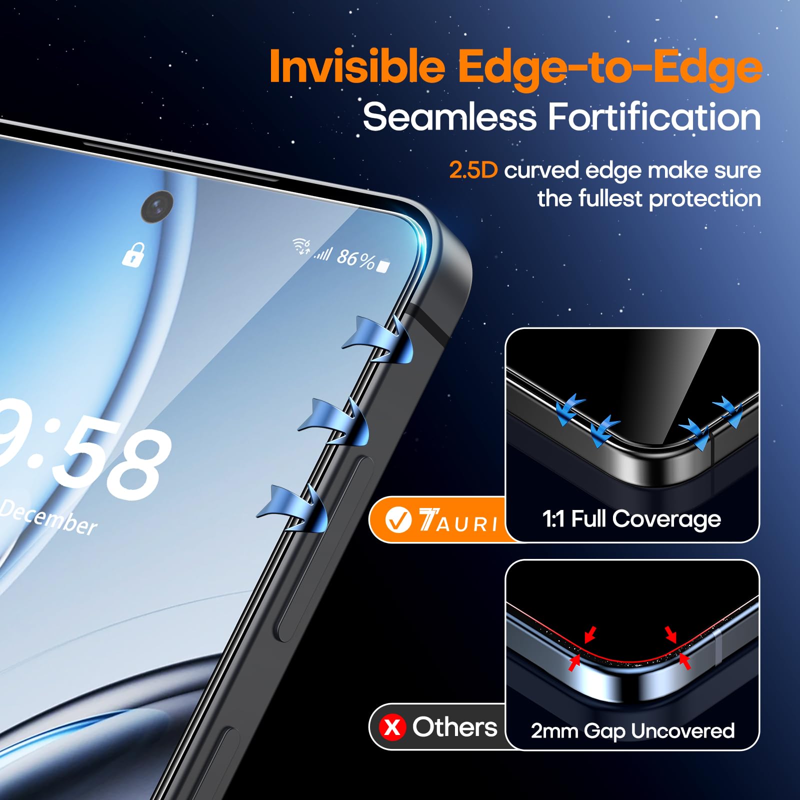 TAURI 2 sztuki szkła pancernego do Samsung Galaxy A37 5G z bezpyłowym narzędziem instalacyjnym, ochrona wyświetlacza ze szkła hartowanego, odporne na uderzenia szkło ochronne, ochrona przed odciskami