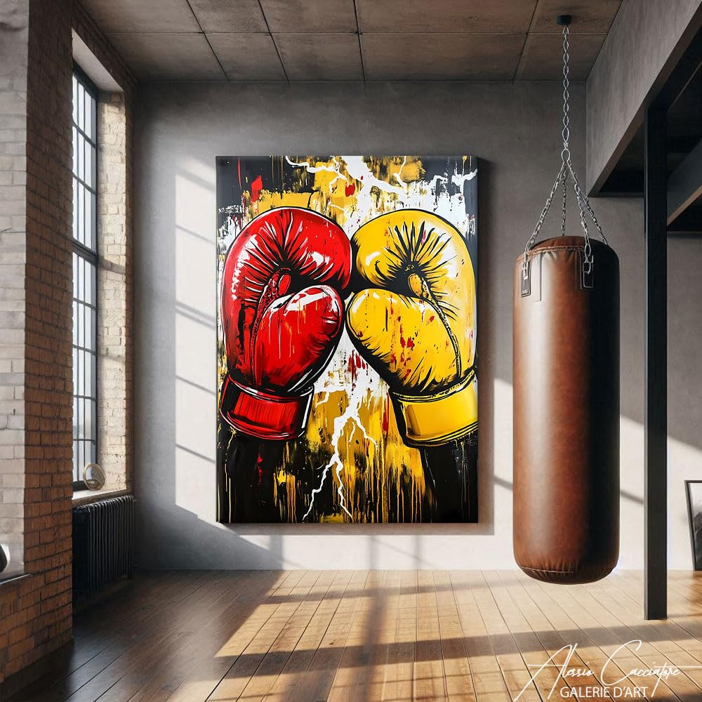 Tabella Guanti da Boxe - Poster decorazione da parete Sport - Stampa su tela astratta moderna - Quadro pop art con cornice, decorazione da parete motivazione - decorazione per camera da letto