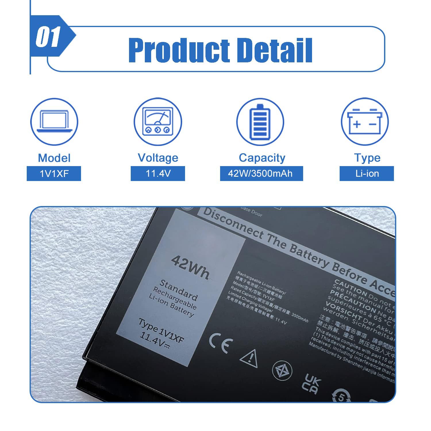 Batteria R8D7N Compatibile Per Dell Precision 3540/3550, Latitude 5400/5410/5500/5510, Inspiron 7590/7591/7791 2-in-1, 11.4V 51Wh, 1 Anno Garanzia