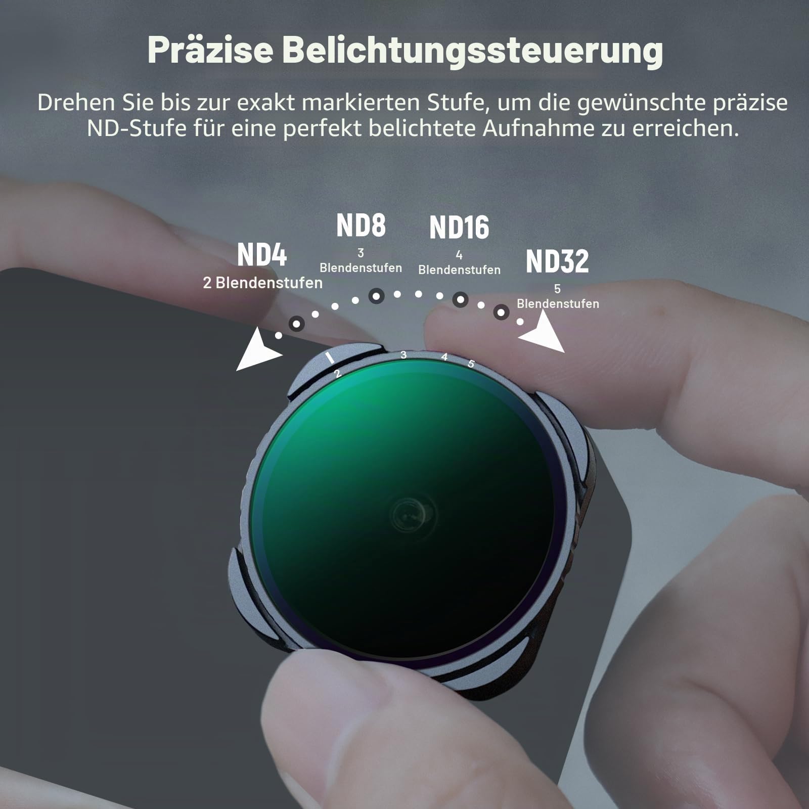 NEEWER Variabler ND4-ND32 Filter, kompatibel mit GoPro Hero13, Hero12, Hero11, Hero10, Hero9, 2–5 Blendenstufen ND Filter mit Mehrschichtige Beschichtung, HD optischem Glas und schlankem Rahmen