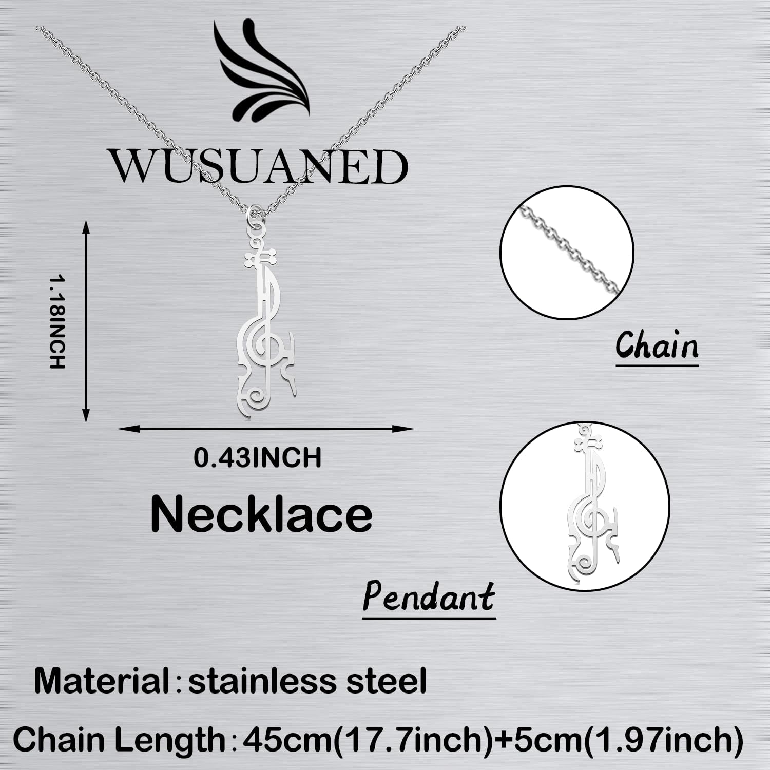 WUSUANED Violin Symbol Necklace Musical Jewelry Violin Player Gift Violins Lover Gift For Music Fans - Image 2