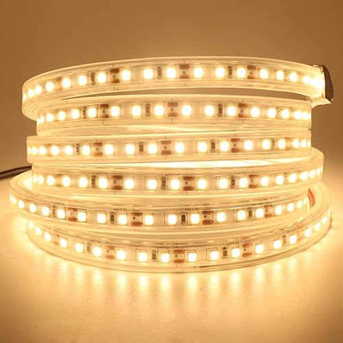 Xunata Tira de luces LED, 3500 K, luces LED blancas cálidas, tira de luces LED SMD 2835, tira de luces LED súper brillantes de 16.4 pies con