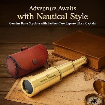 Solid Brass Handheld Telescope 6 - Nautical Pirate Spy Glass with Free case | Collectible Gift, Perfect for Christmas & Holiday Gifting