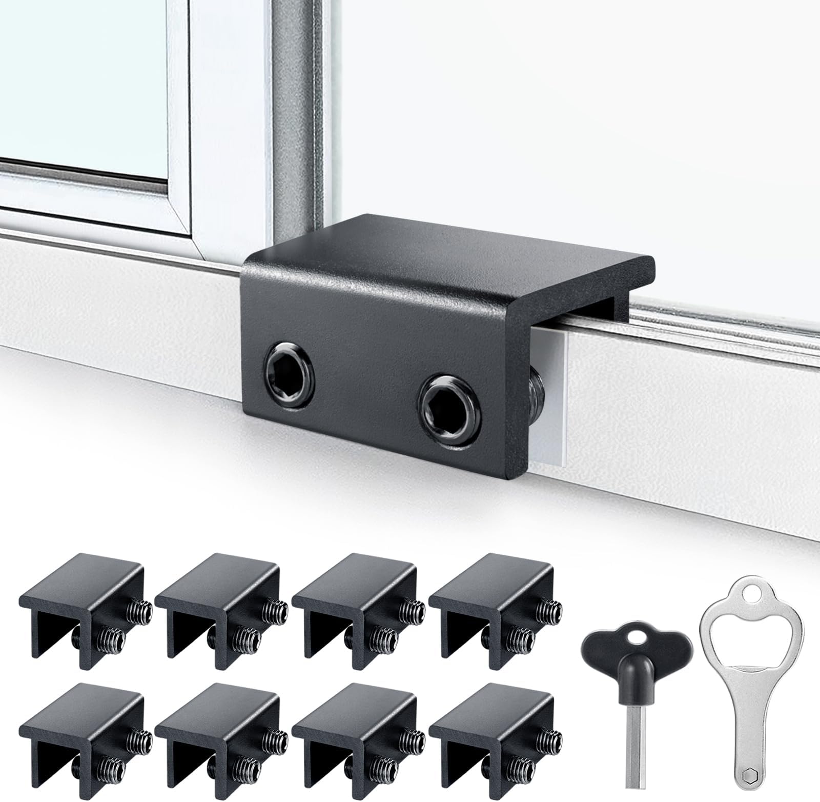 ZRFCXE Window Locks,6 Sets Sliding Window Locks With Key for Vertical & Horizontal Sliding Windows Doors,Easv to Install,Adjustable Security Window Lock for Patio Bedroom Home and Office (Black)