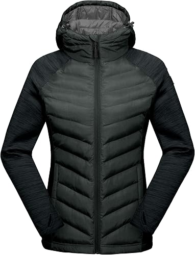 Mapamyumco Women's Insulated Hiking Jacket, Thermal Running Hybrid Jacket, Hoode
