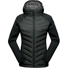 Mapamyumco Womens Insulated Hiking Jacket, Thermal Running Hybrid Jacket, Hooded Jacket Lightweight Breathable