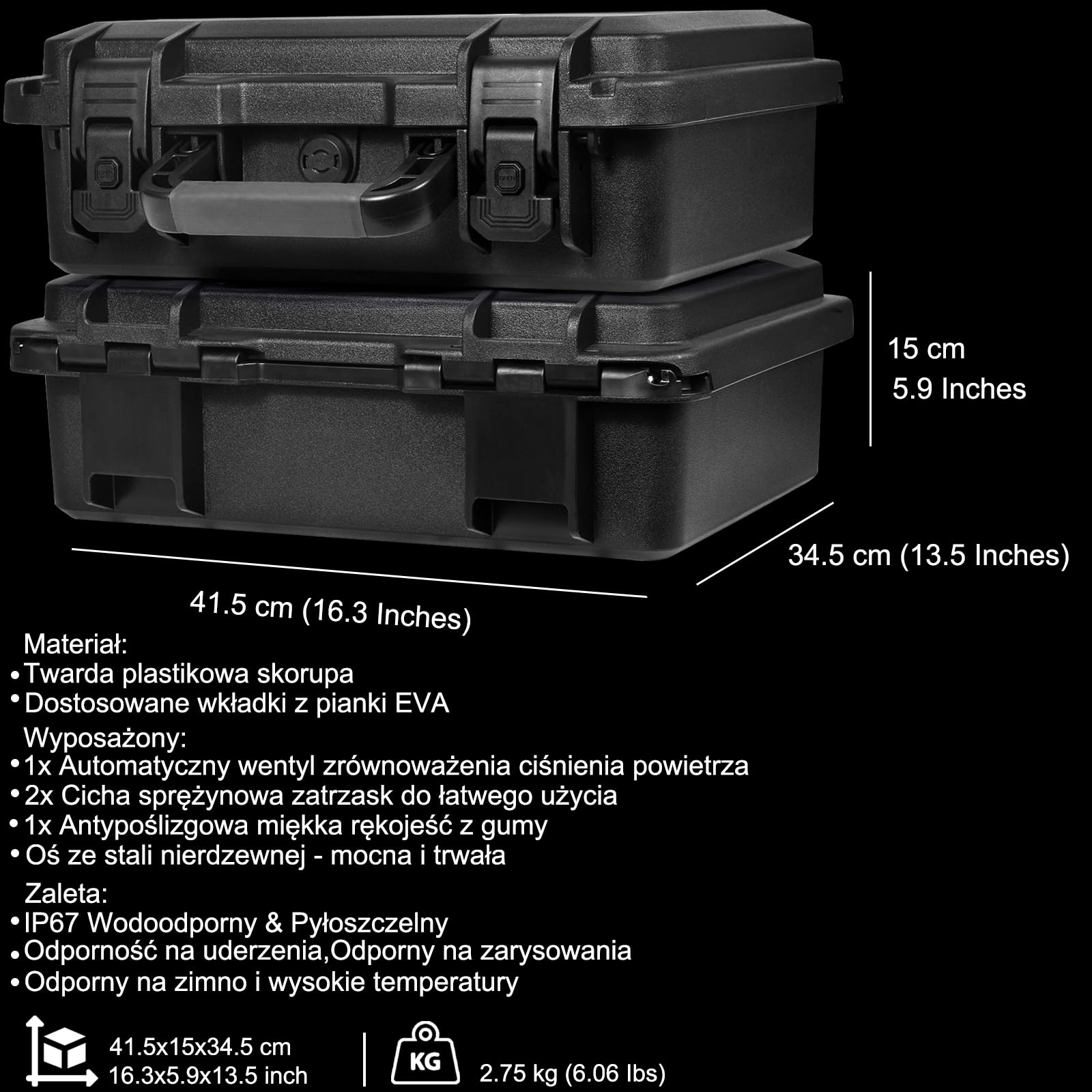 LEKUFEE Wodoodporna twarda obudowa kompatybilna z DJI Mavic 3 Pro/DJI Mavic 3 Classic/DJI Mavic 3 Drone/Combo/Cine i DJI RC Pro/DJI RC/DJI RC N1 i akcesoriami (tylko etui), Czarny, DJI Mavic 3 Pro