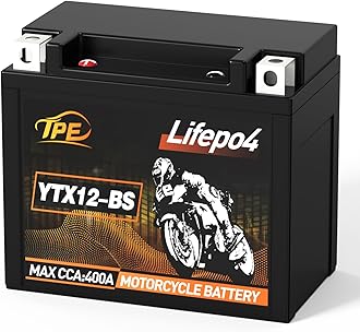 Motorbike Batteries Lithium YTX12-BS, 400A Lithium LiFePO4 Motorcycle Battery, 12V 8Ah with BMS 4000+Life Cycles ATV, UTV, Jet Ski, Quad, Riding Lawn Mower, Tractor, Scooter, PWC,Generator Battery