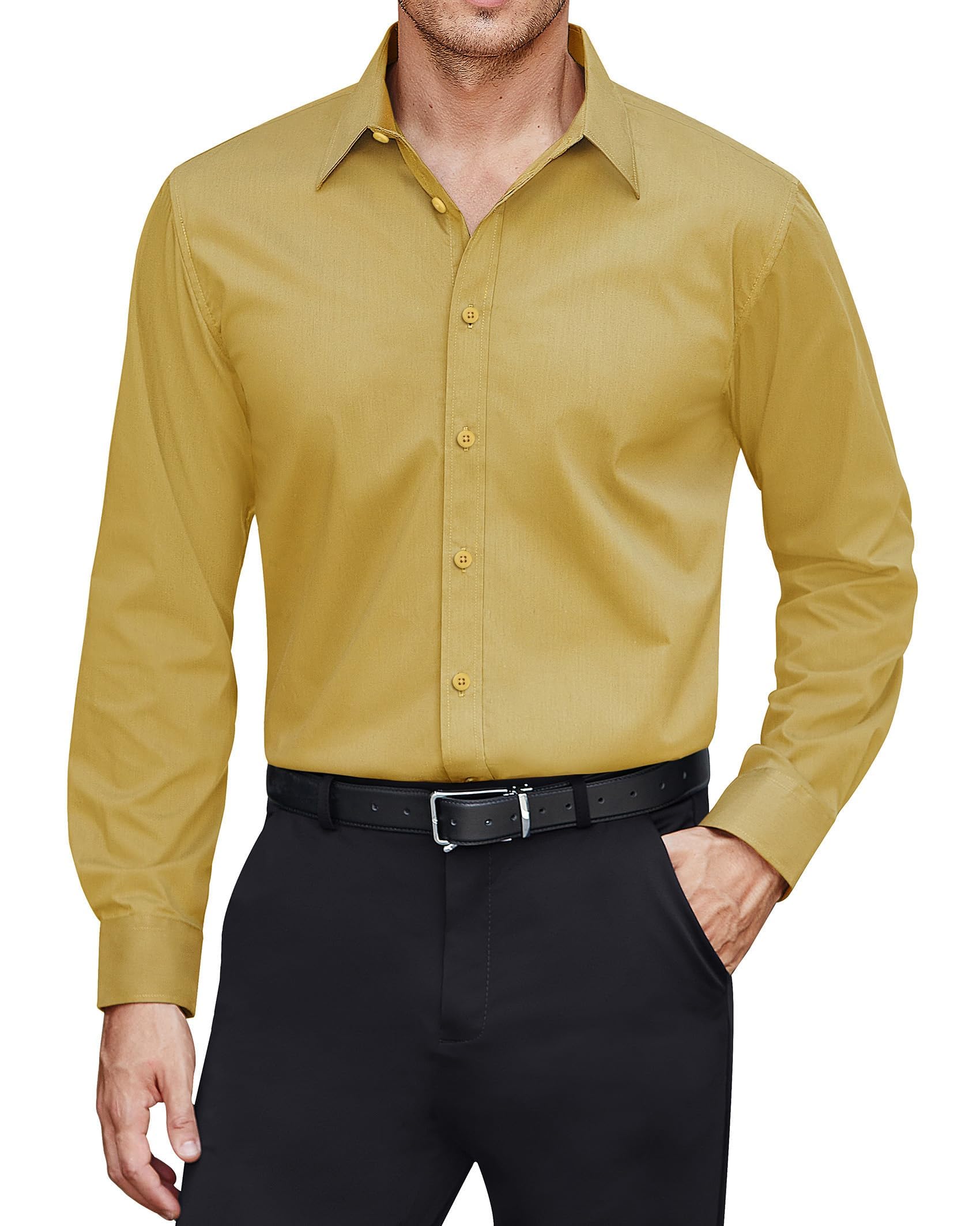 J.VER Herren Hemd Fleckenschutz Hemden Regular Fit Bügelleichtes Langarmhemd Klassisch Stretch Businesshemd Freizeit Hochzeit Hemd