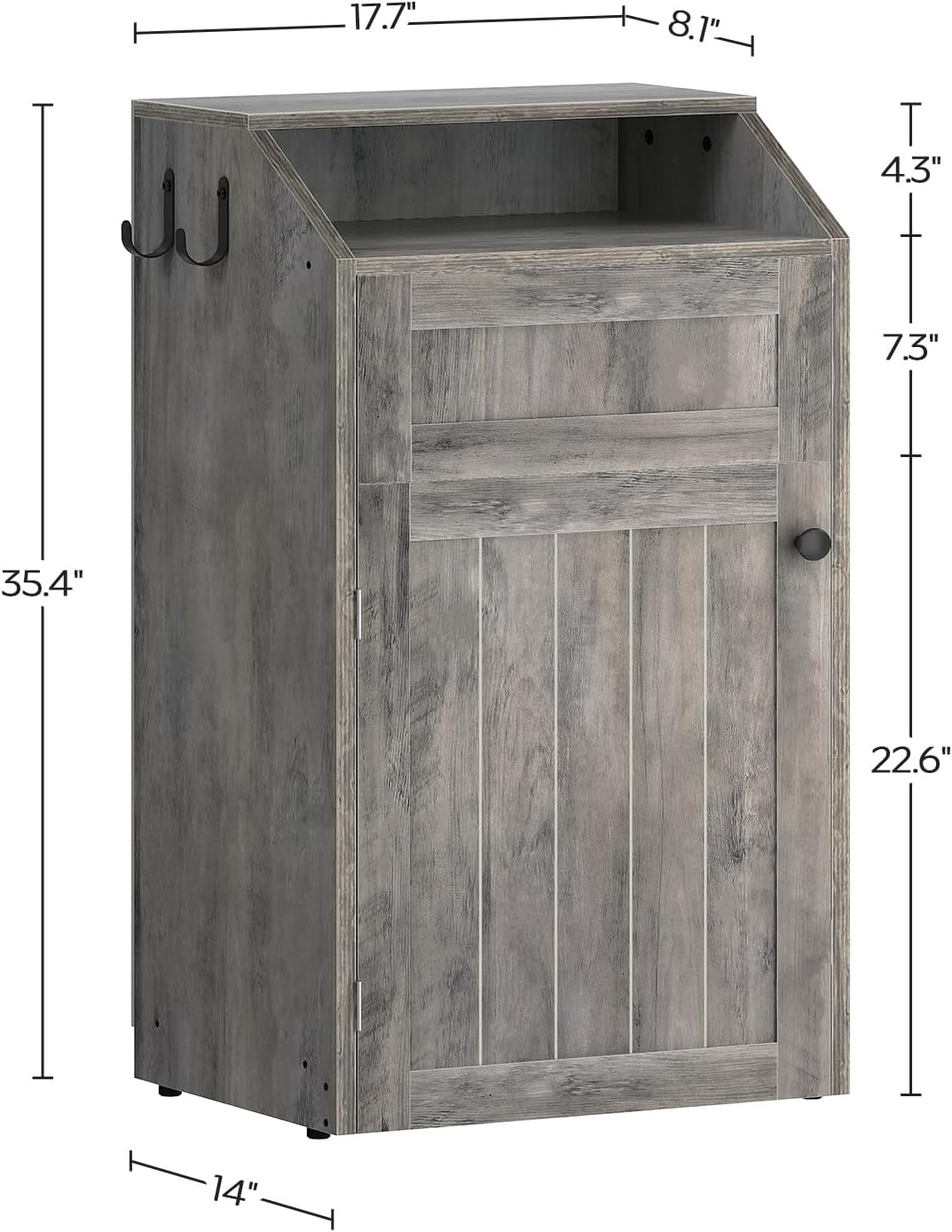 Trash Cabinet, Rolling Laundry Hamper with Hanging Rack, Laundry Sorter with Wheels, for Laundry Room