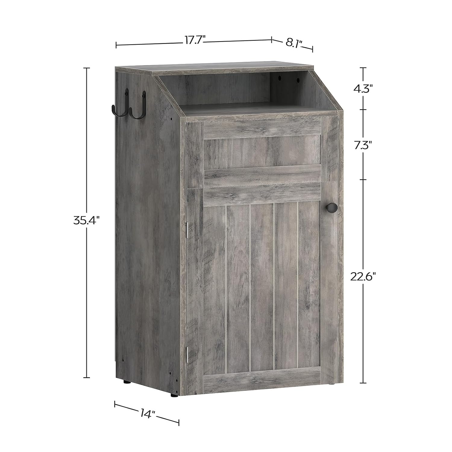 YATINEY Trash Cabinet, Freestanding Trash Can Cabinet, Wooden Recycling with Flip Door, 10 Gallon Hidden Kitchen Garbage Can for Kitchen, Living Room, Grey WB01BG