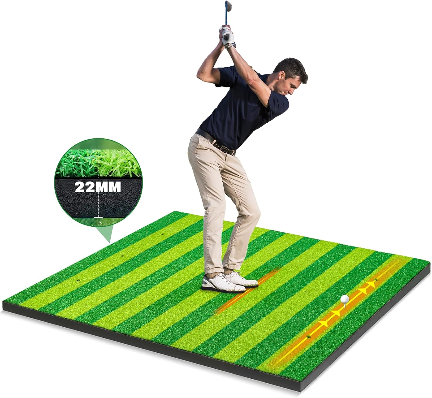 Golf Mat: 5x4ft Thickening Golf Hitting Mat for Indoor Outdoor,3-In-1 Pro Tri-Turf Practice Mat, Golf Training Aids Mat with Pro Rough Turf|Fairway Turf|Nylon Turf for More Professional Chipping Swing