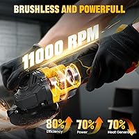 Vista 4 de Amoladora Angular Inalámbrica, Herramientas de Amoladora Eléctrica de 4-1/2 Pulgadas Compatible con Batería Dewalt 20V MAX, Amoladora Inalámbrica