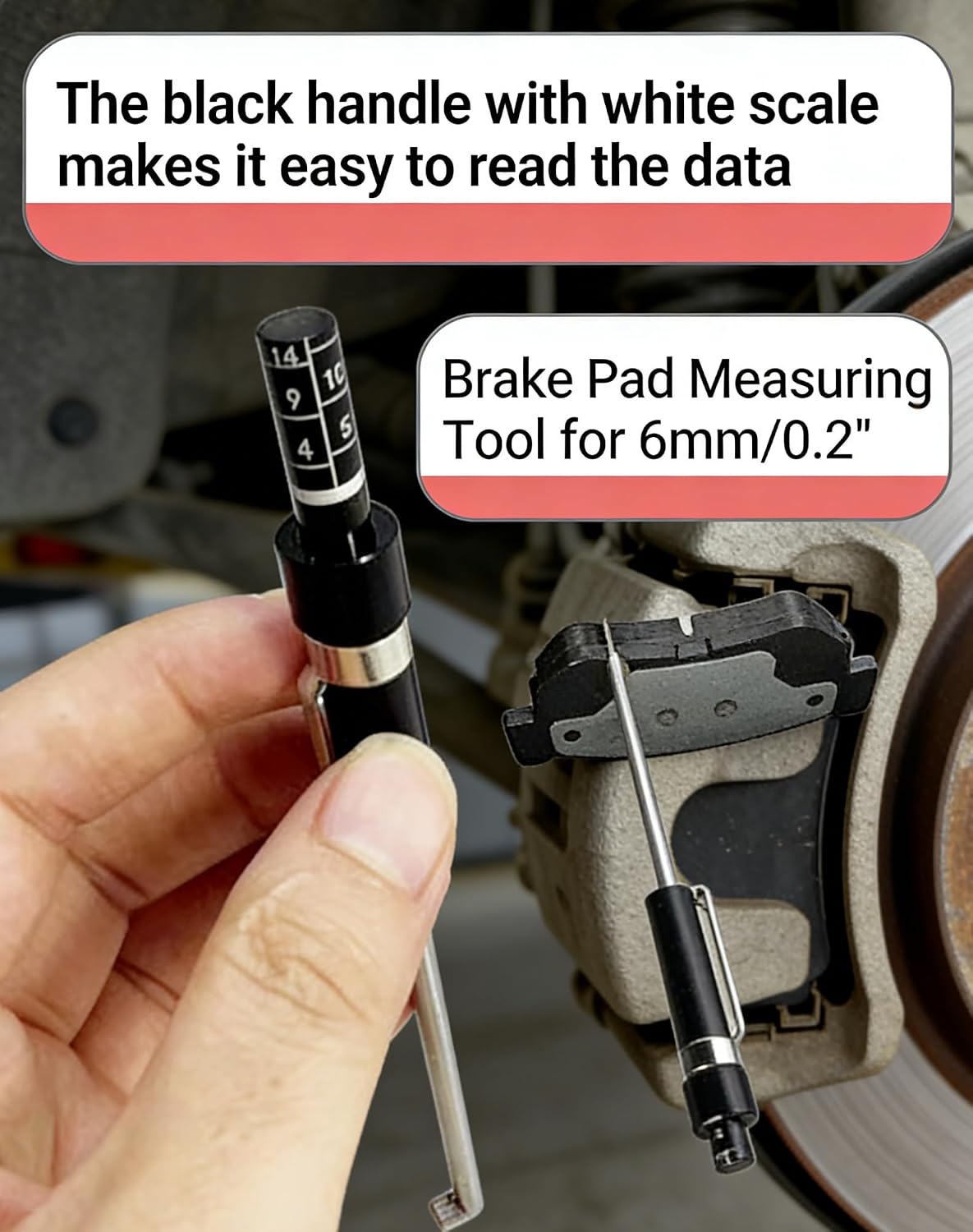 Brake Pad Thickness Gauge, 1.5-11mm Scale Precise Measuring Tool, Stainless Steel Detection Pen for Car Brake Shoe Tester, Internal External Wear Check for Auto Truck SUV (2pcs)