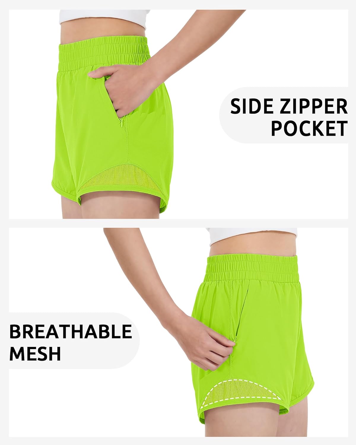 Girls Athletic Shorts with Liner Quick Dry Running Soccer Shorts with Zip Pockets for Kids Active Sports Volleyball - Image 5