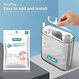 Dental Floss Picks Dispenser-308 Count Professional Cavity Resistant Flossers-LIAMOSS Automatic Pop Up Organiser Case-Intelligent Sealed Storage-Adults Best Dental Care Oral Tools