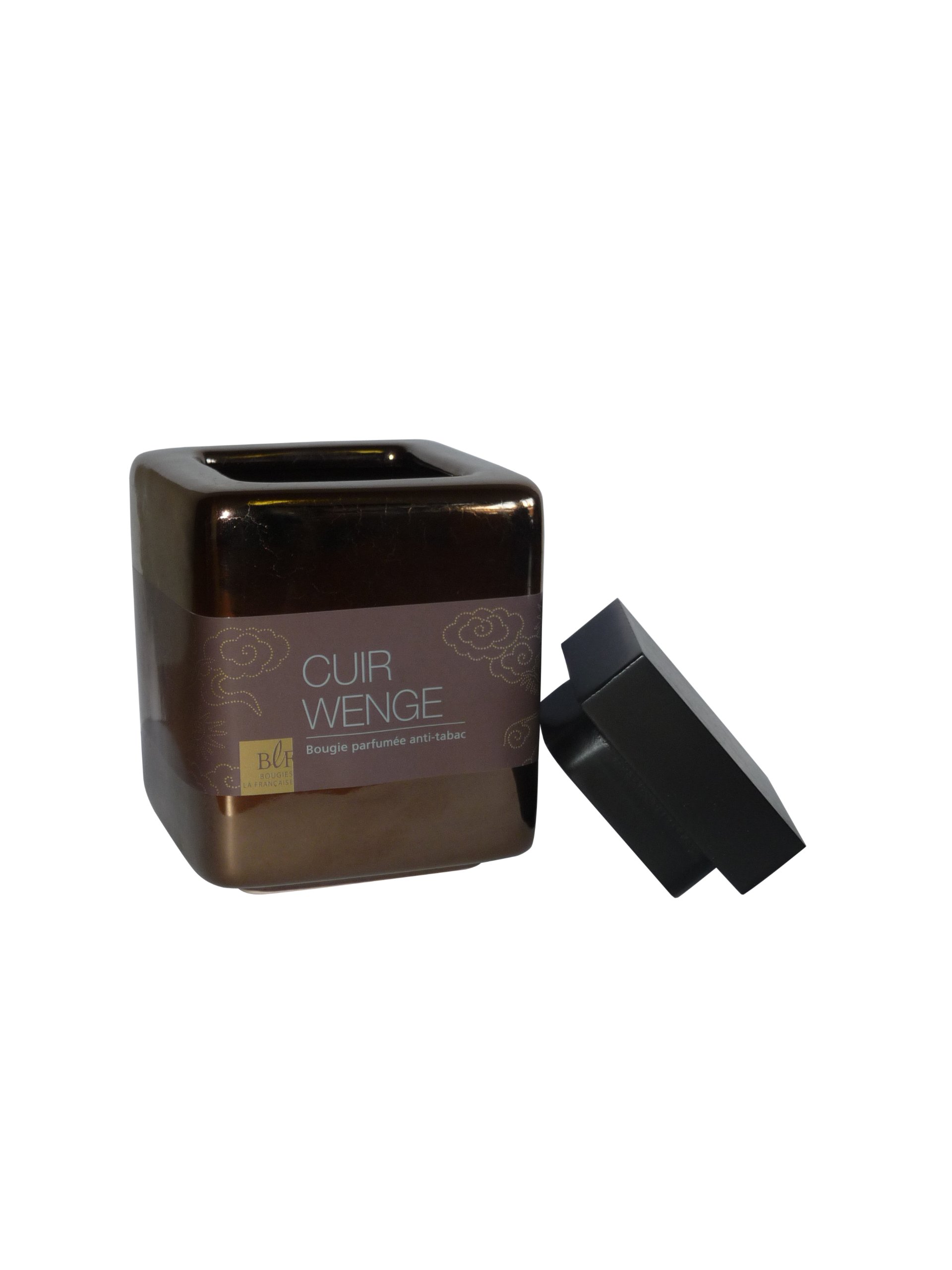 Bougies La Francaise876260 Quintessence Boxed Scented Candle - Lacquered Glass, Leather Wenge Wood, Made in France, 3.94-inch High