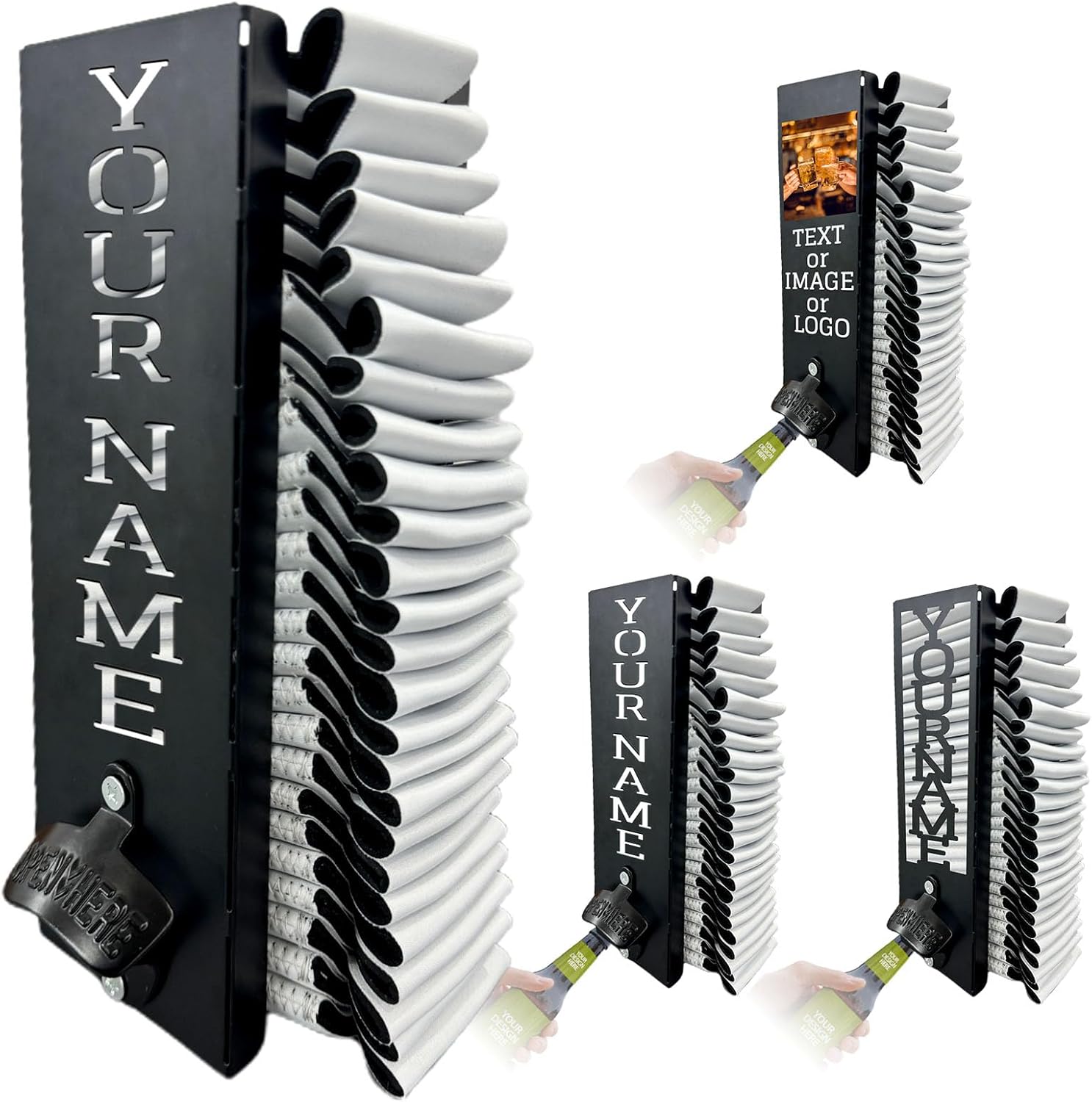 Custom Can Cooler Holder with Bottle Opener Personalized Cooler Dispenser with Name Customized Wall Mounted Metal Can Cooler Holder Cool Stuff Gift for Men Women