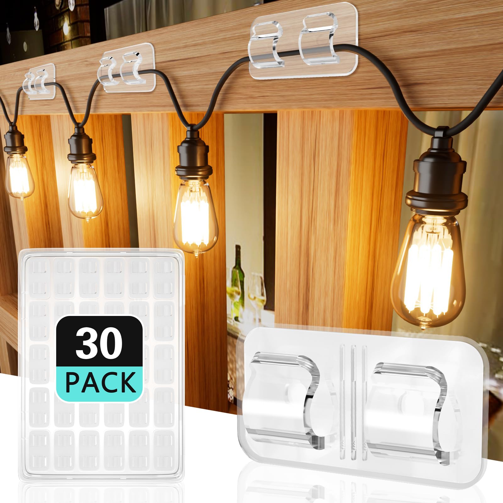 Amazon.com: HOOPLE 30PACK Hooks for Outdoor String Lights Clips, Heavy ...