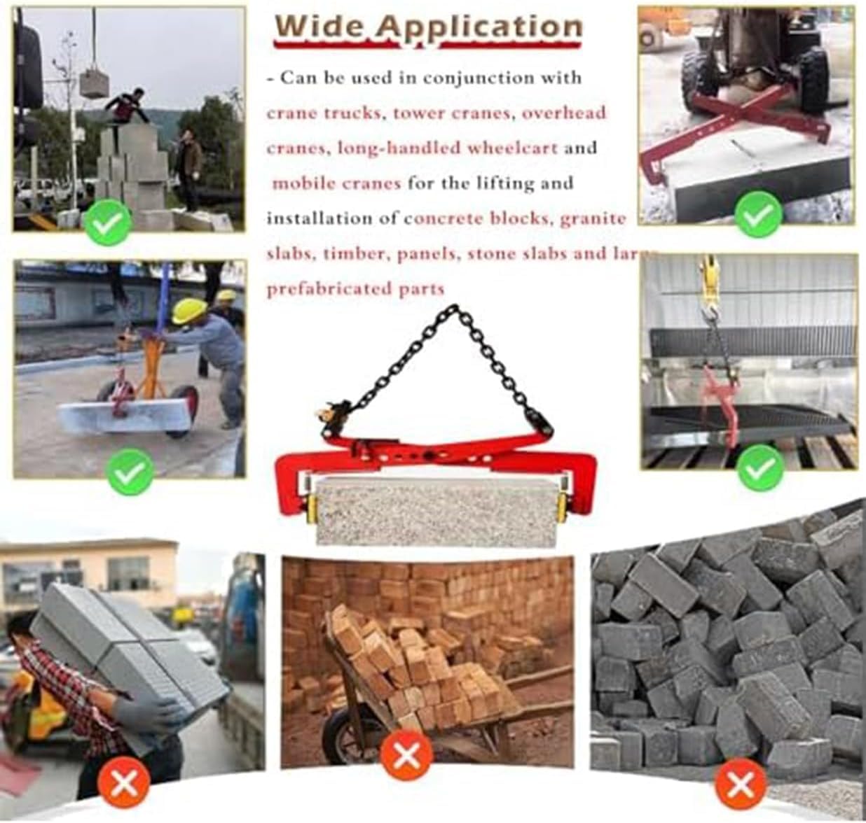 Morsetto di sollevamento per calcestruzzo resistente, pinze regolabili per il trasporto di pietre per lastre di granito di roccia, morsetto verticale per piastra
