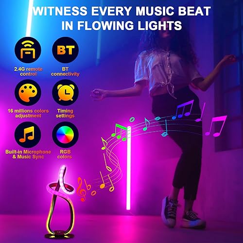 Miniatura 4 de Neoglint Moderna lámpara de mesa RGB espiral con aplicación y control remoto, luz nocturna regulable que cambia de color, sincronización de música,