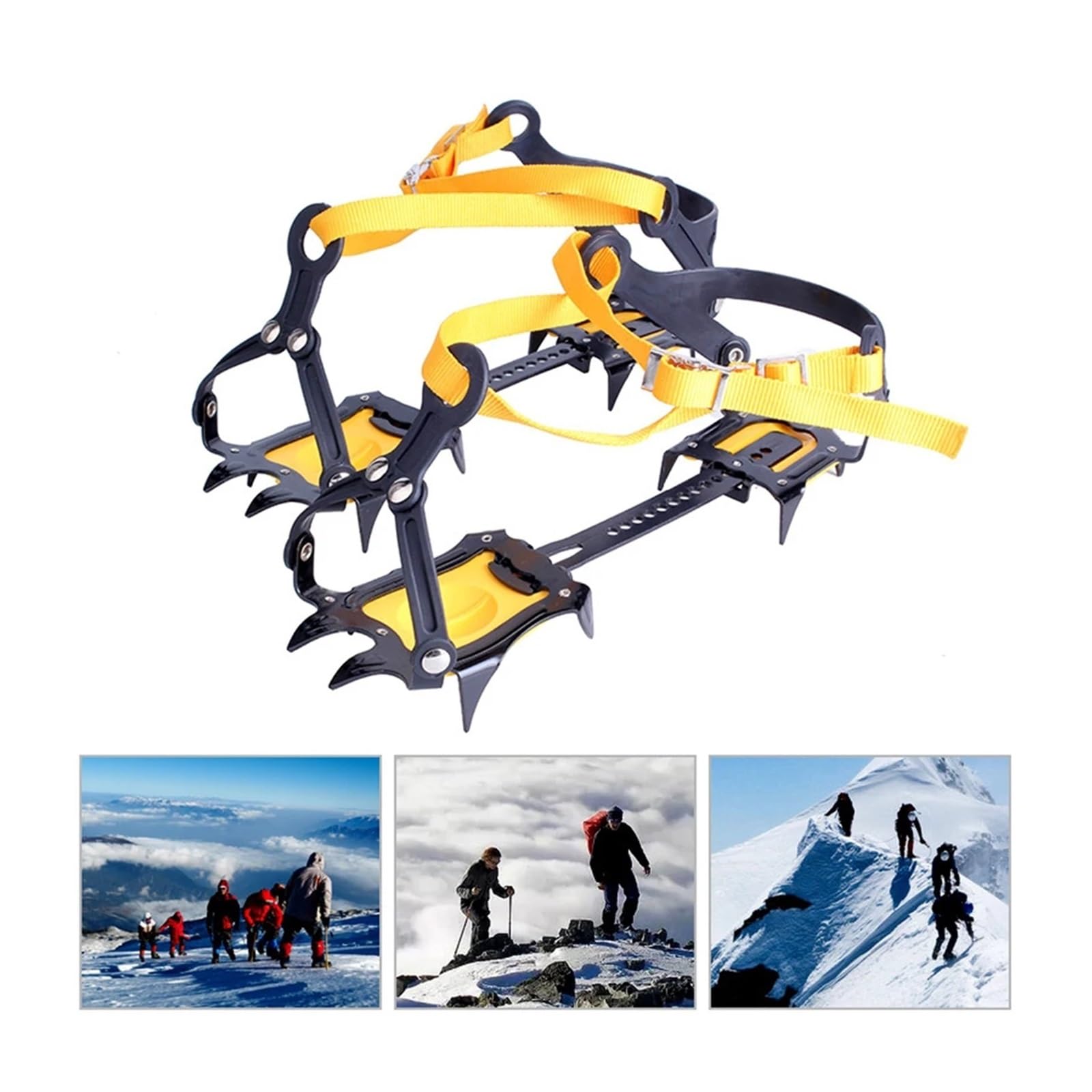 Crampons Neige 1 Paire de Crampons à Glace en Acier Inoxydable, 10 Dents, poignées à Neige réglables avec Sac de Transport for randonnée, Escalade, pêche, Jogging