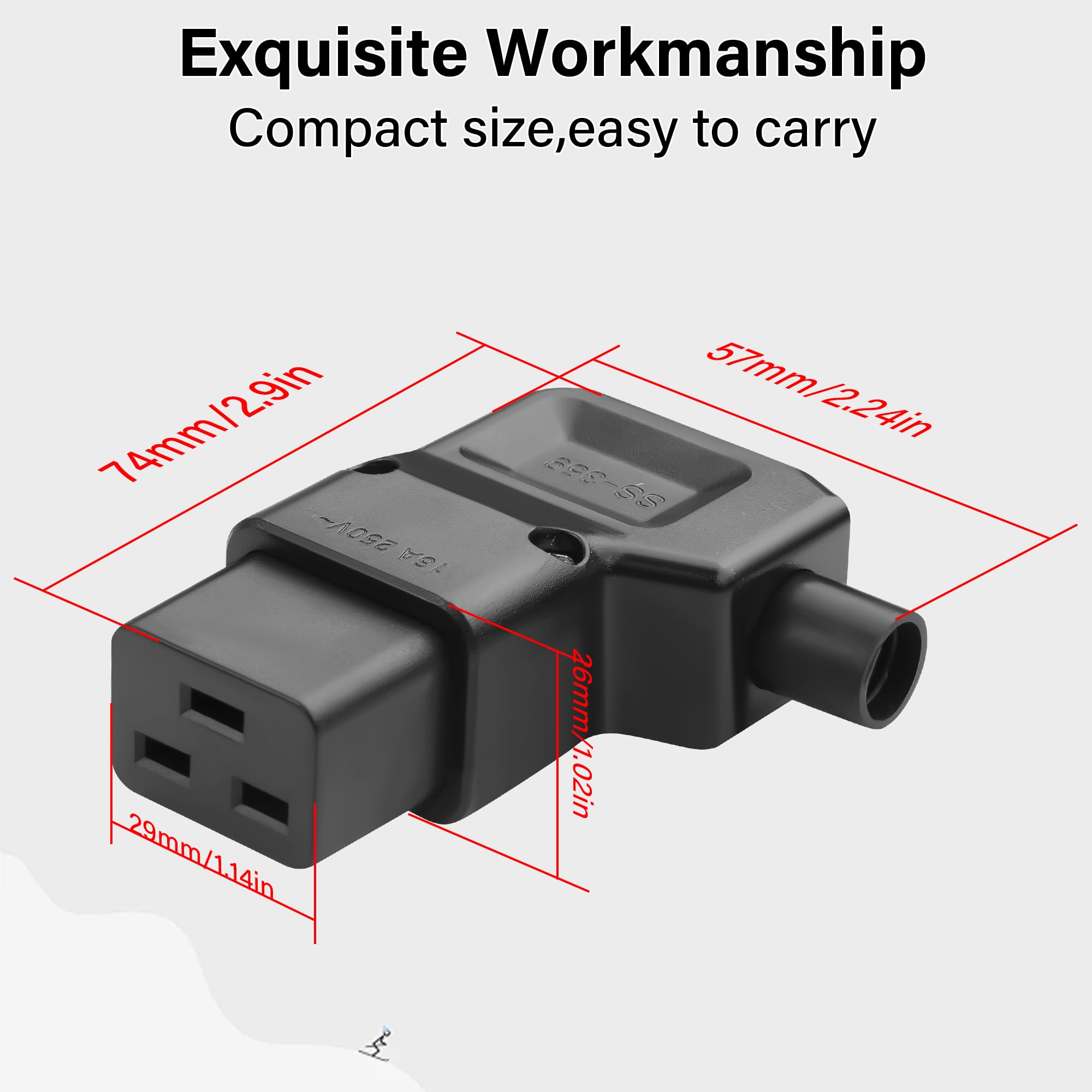 Adattatore CA ad angolo retto IEC320 C19,16 A/250 V C19 staccabile connettore fai da te C19,90 gradi C19 PDU per strisce di alimentazione UPS (C19)