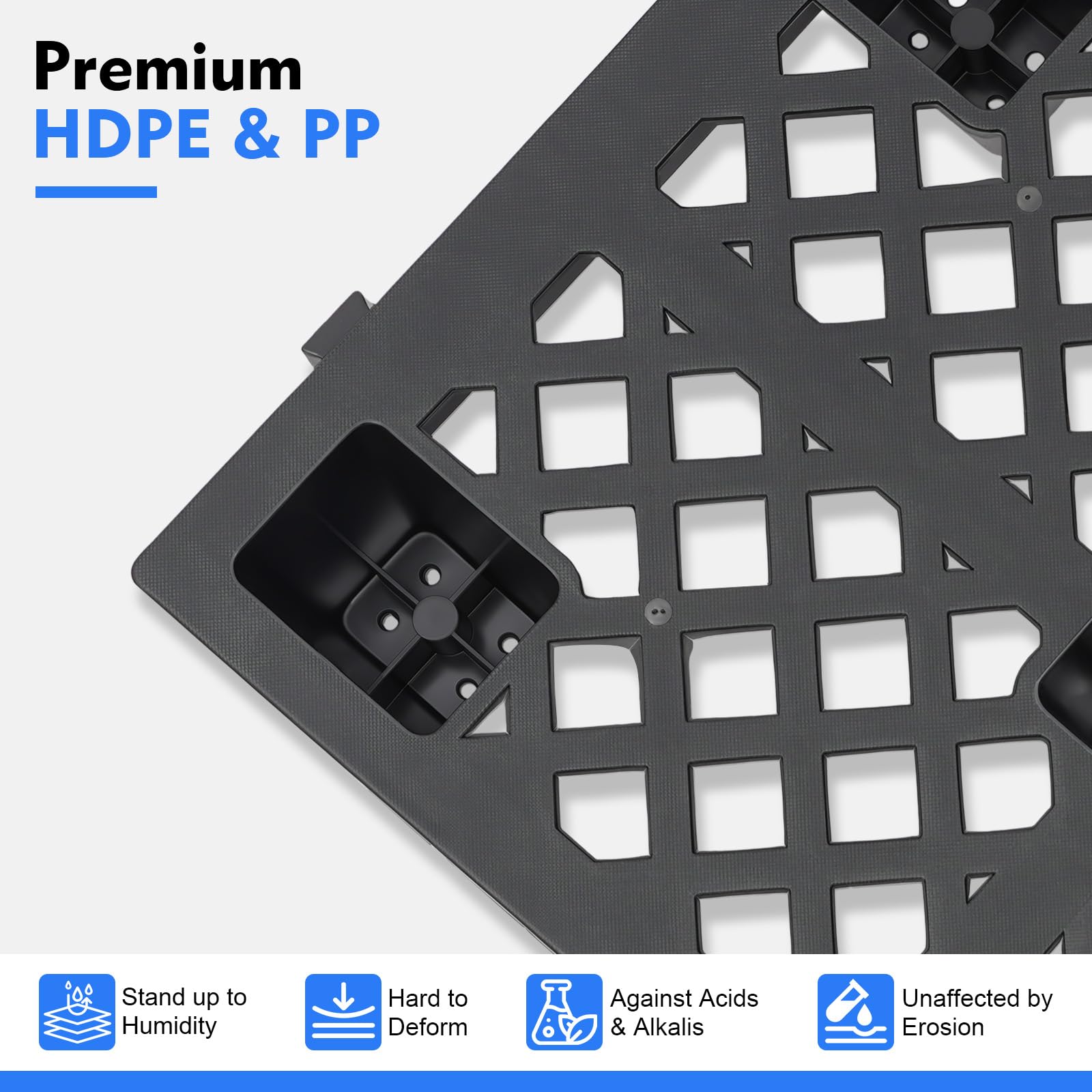 Set di 6 pallet in plastica da 60 x 40 x 10 cm, con giunto | Portata 100 kg per pallet, impilabile e bloccabile, superficie antiscivolo, piedini per stabilità
