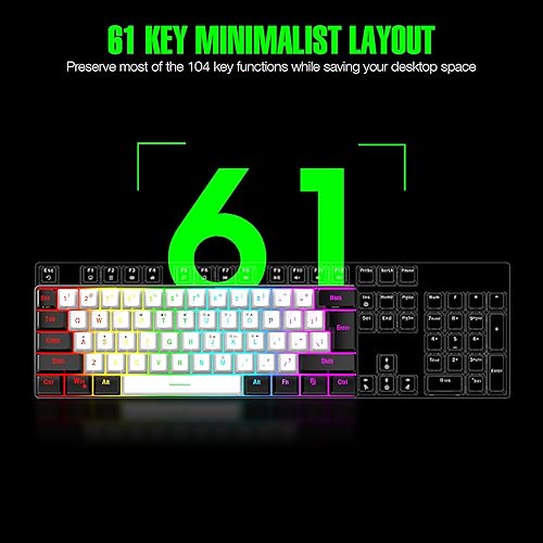 Miniatura 3 de 7KEYS Mini teclado para juegos con 60% con cable, 14+ modos de iluminación RGB, 25 teclas, sensación mecánica anti-fantasma, portátil ultra compacto