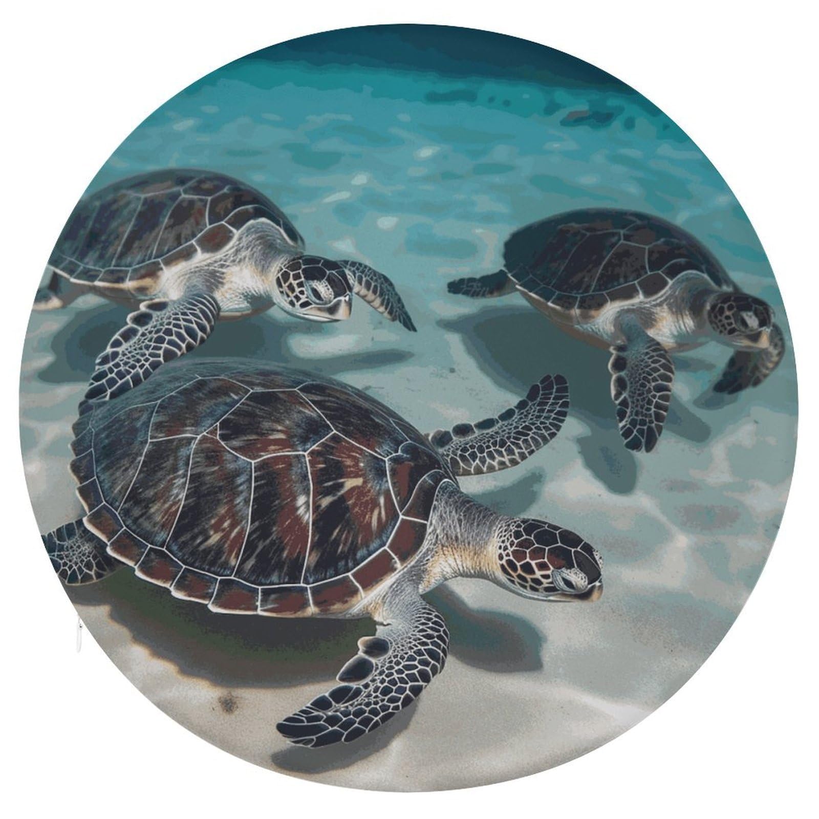JTREHY Sea Turtles Cushion Soft Breathable Round Cushions Multi-Functional with Zipper Floor Pillows Cushion for Various Indoor Occasions Chair Pad