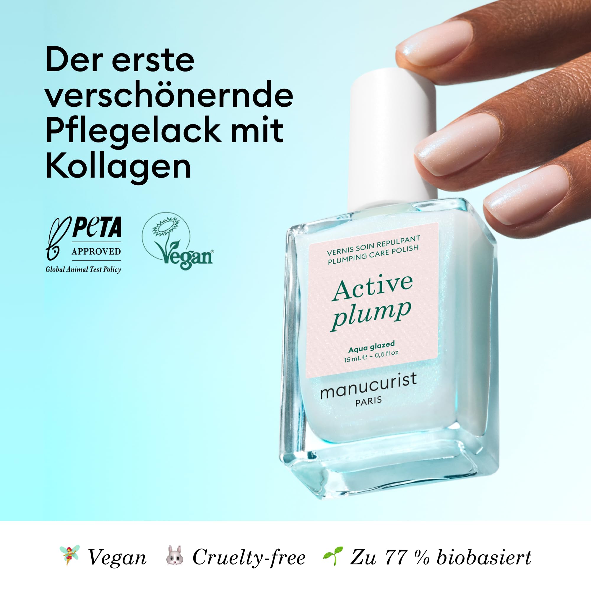 Manucurist Active™ Plump Aqua Glazed Pflegender Nagellack mit Aufpolsterungseffekt 15 ml