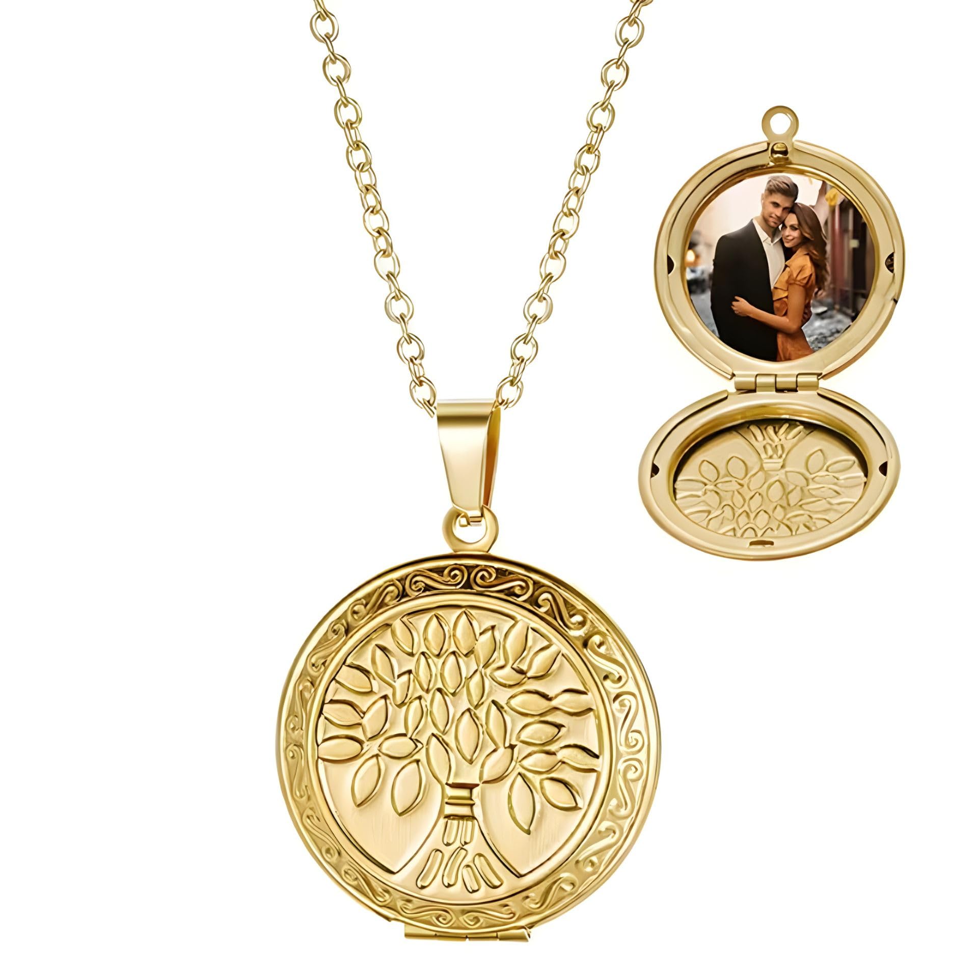 via mazzini No-Tarnish No-Rusting Gold Plated Good Luck Charm Tree Of Life Photo Locket Pendant for Men and Women (NK1036) 1 Pc-picture-16
