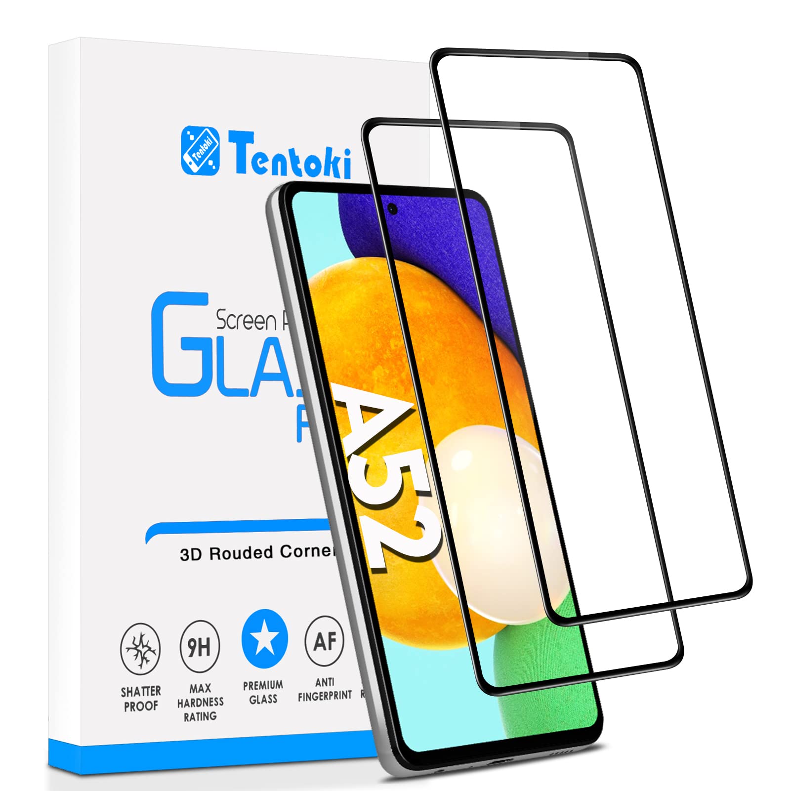 Tentoki Screen Protector for Samsung Galaxy A52s / A52 5G, [2 Pack] HD Full Coverage Tempered Glass Screen Protector Compatible with Samsung Galaxy A52s / A52 5GGlobal Recycled StandardGlobal Recycled StandardGlobal Recycled Standard