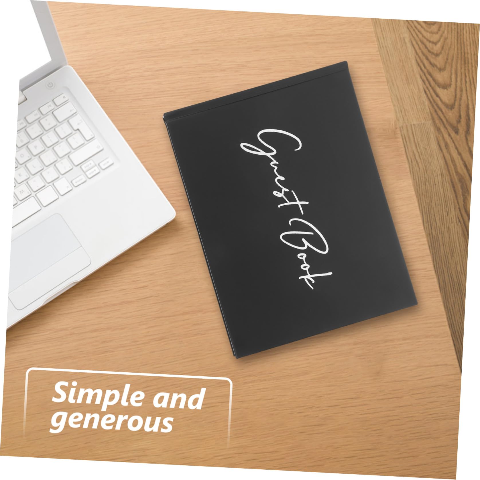 Set 1 Libro degli Ospiti Matrimonio Rustico in Carta e Plastico Nero Copertina Resistente per Decorazione Nozze e Firma degli Invitati