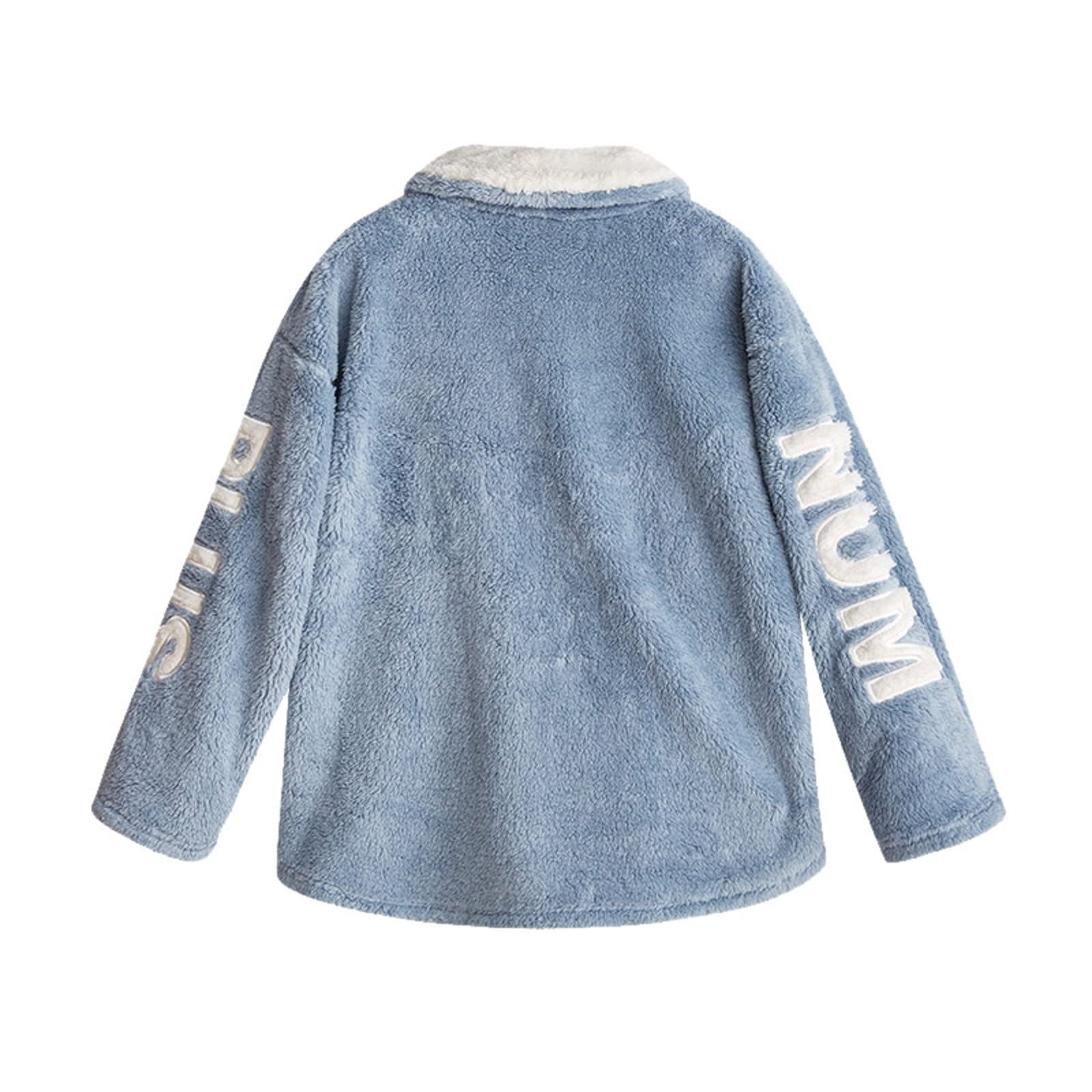 Conjunto de pijama cálido y suave para mujer, pijama de forro polar con botones para invierno y otoño, conjunto de pijama cómodo de algodón para invierno y otoño