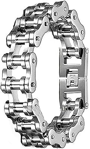 Miniatura 3 de Pulsera de cadena de eslabones para hombre, acero inoxidable, plata, 0.748 in de ancho
