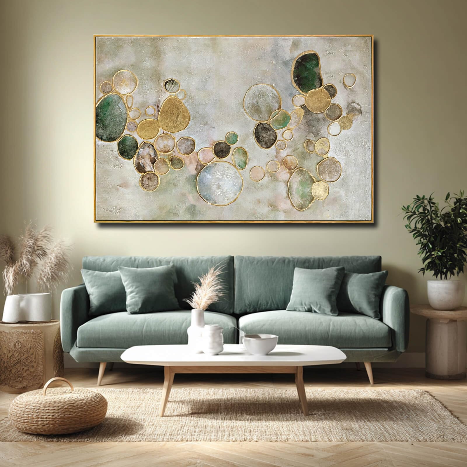 Gold Line Abstract Wall Art - Large Canvas Decor -7