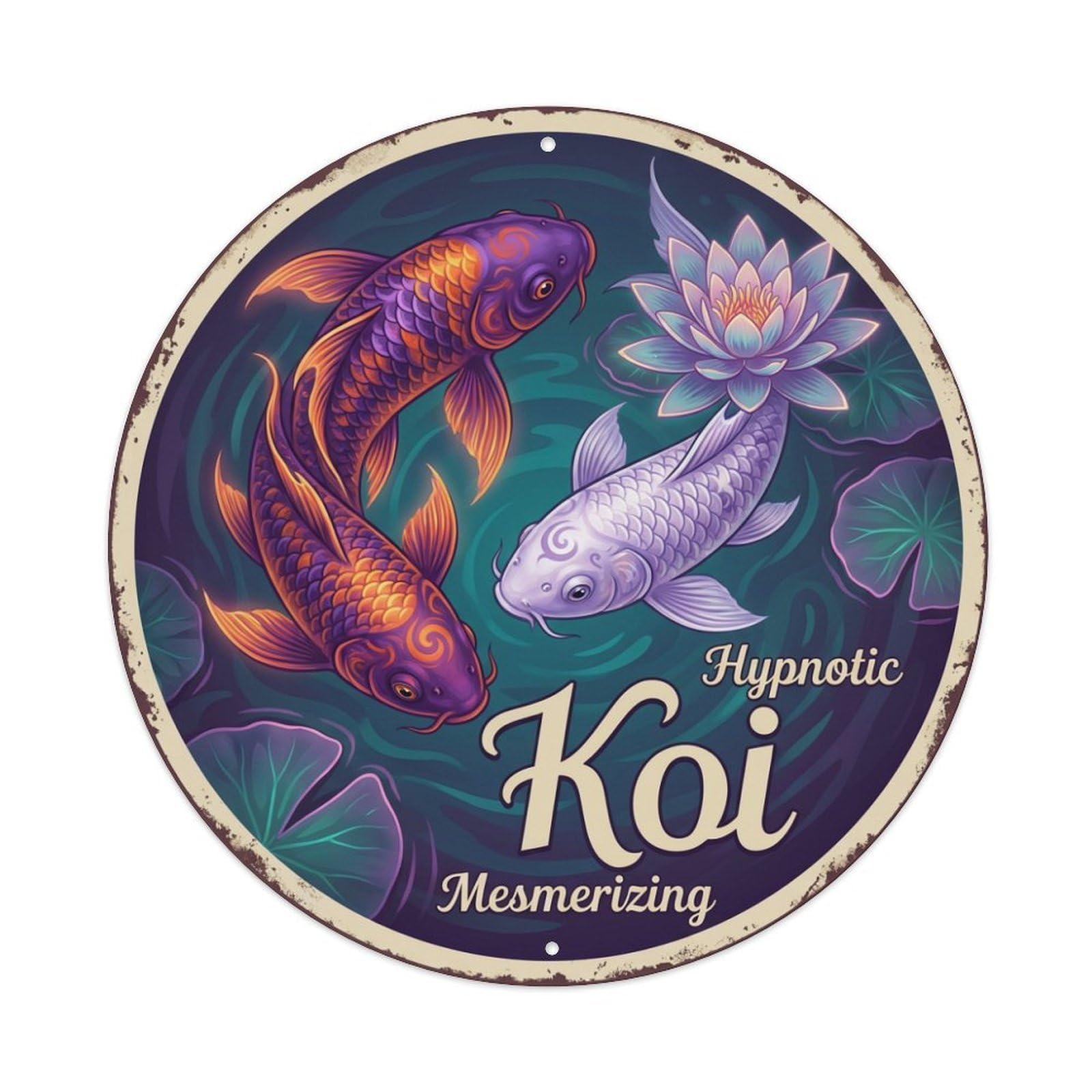 Tgrcjimh Style Metal Tin Sign Koi Fish Hypnotic Mesmerizing Enchanting Captivating