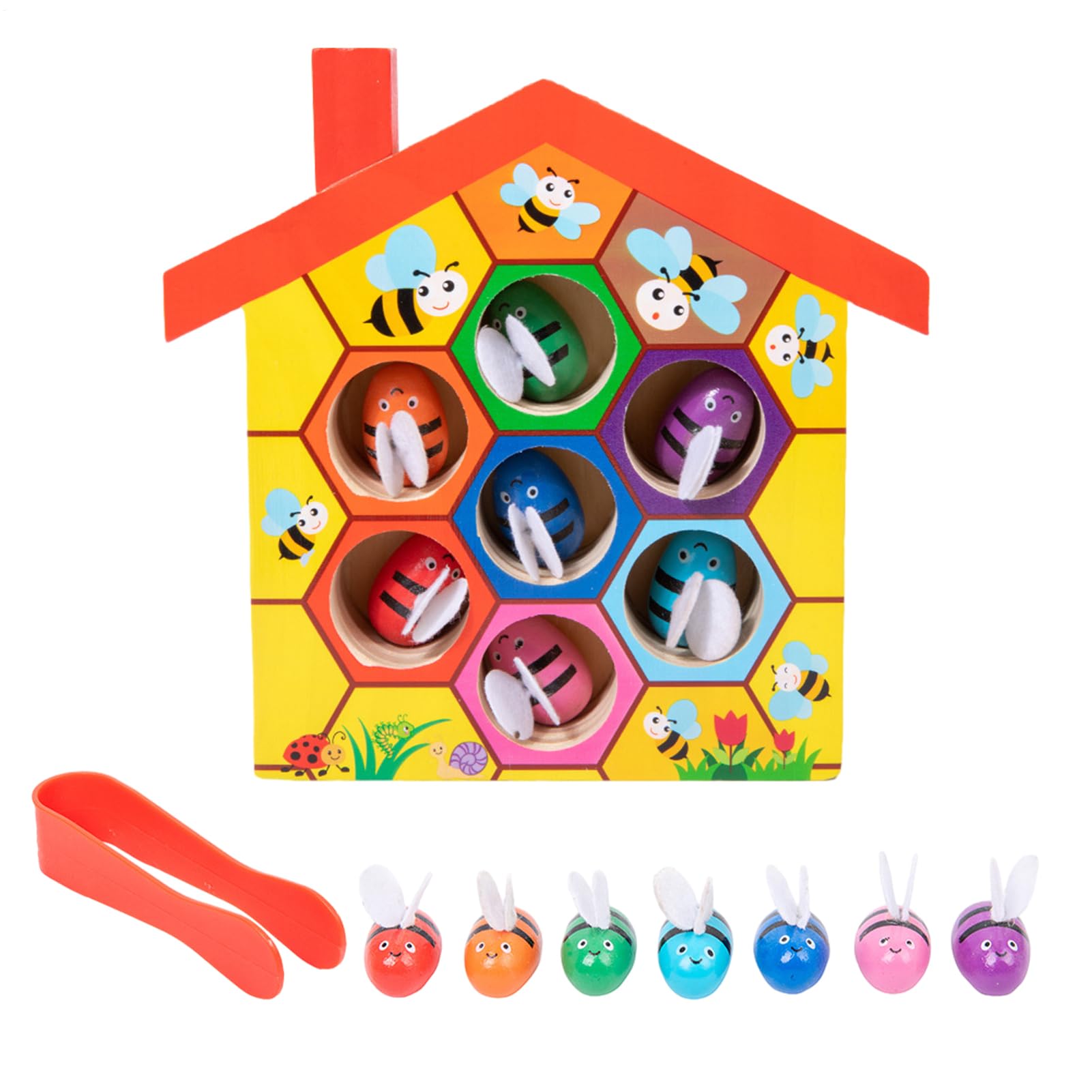 Bee Hive Toy - Wooden Sorting Puzzle, Color Matching Game, Educational Learning Activity | Ideal for Preschool Children Fine Motor Practice Early Development and Hand Eye Coordination Skills