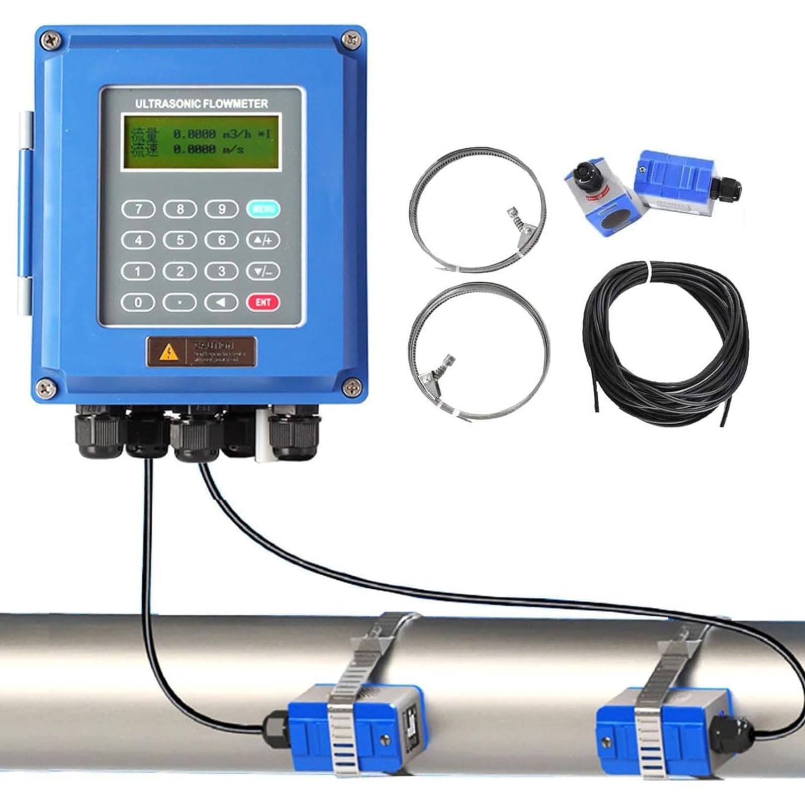 Caudalímetro Ultrasónico con Transductores de Abrazadera, DN15-6000 mm, Pantalla LCD, Salida de Señal 4-20mA para una Medición Precisa del Caudal