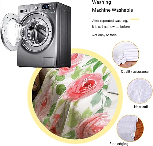 Miniatura 5 de Manta floral de flores para sofá, franela súper suave y acogedora, manta rosa, regalos para mujeres