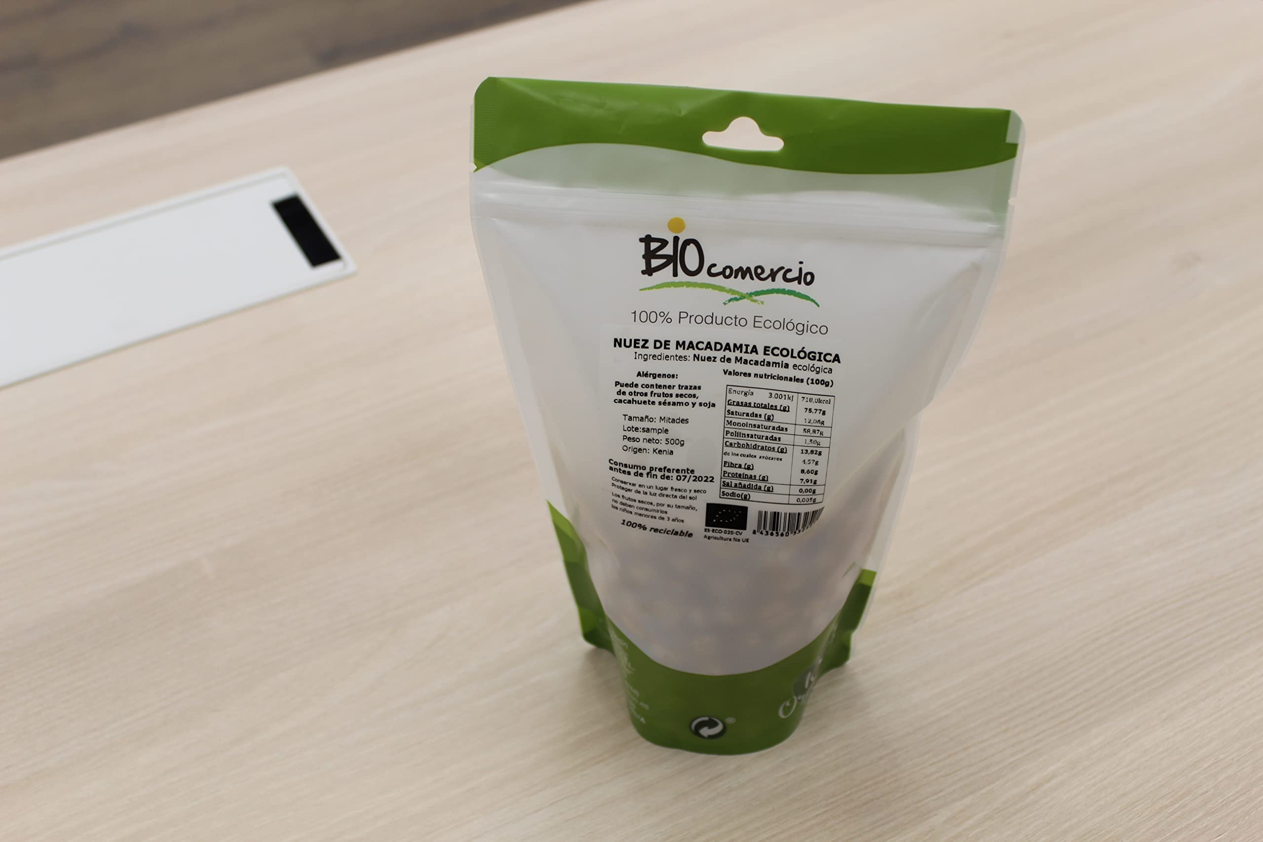 BIOCOMERCIO | Nueces de macadamia ecológicas | nuez de macadamia orgánica | 500 gramos | Nueces enteras | Frutos secos | Producto ecológico y orgánico | BIO