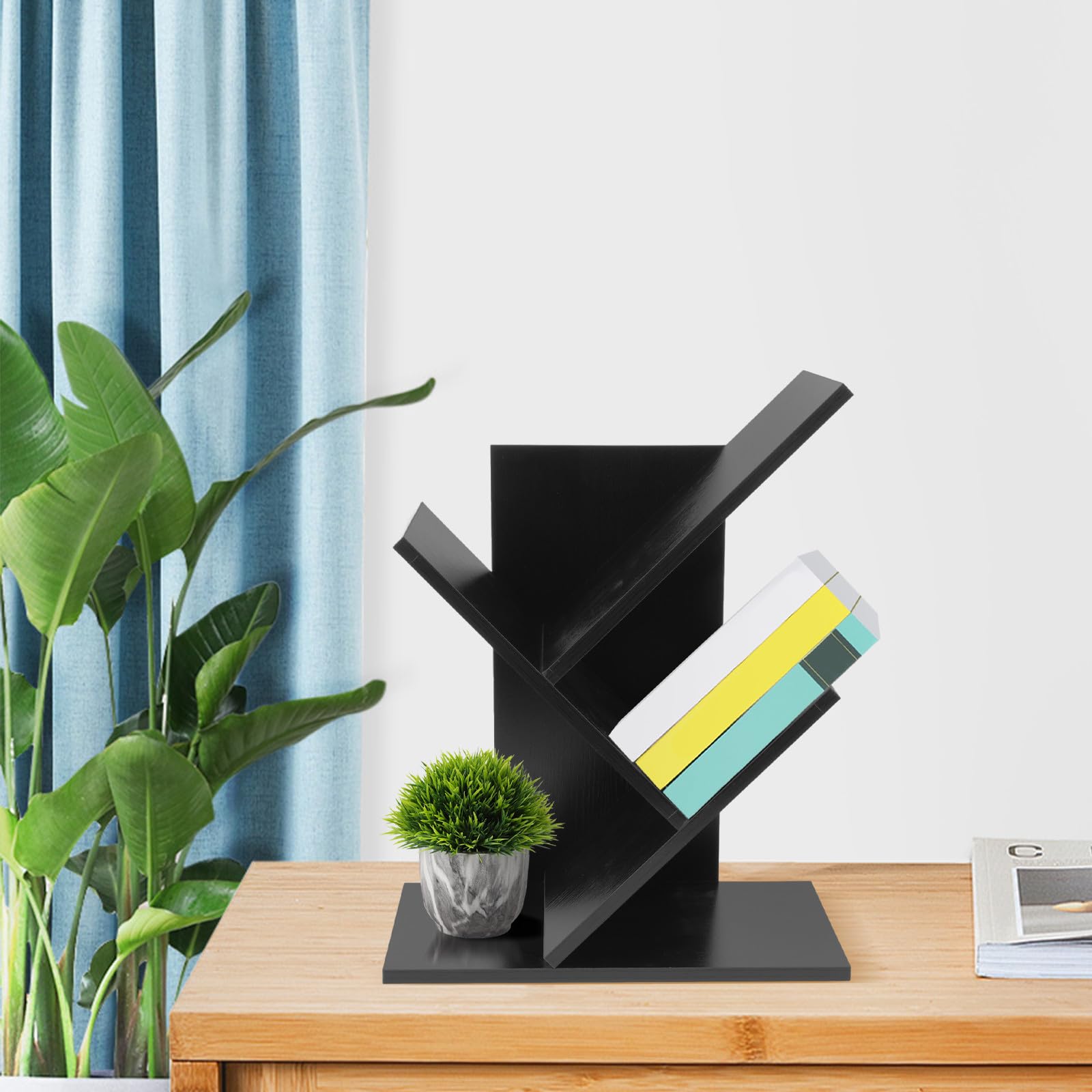 Alipis Libreria da Scrivania in Legno Nero per Ufficio e Workspace