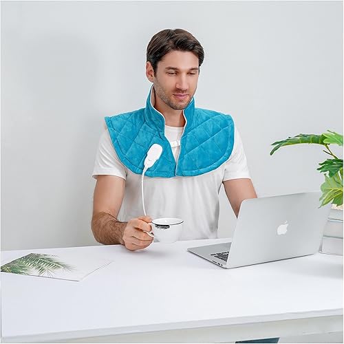 Miniatura 2 de Almohadilla térmica eléctrica para cuello y hombros, almohadillas térmicas para hombros, almohadilla térmica de cuello con peso para aliviar el