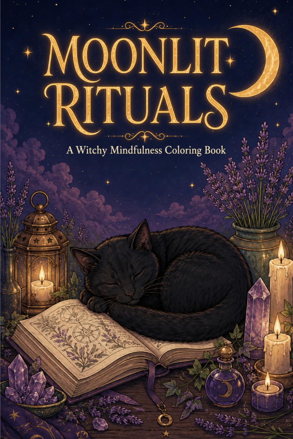 Moonlit Rituals: A Witchy Mindfulness Coloring Book of Tarot Cards, Moon Phases and Crystal Magic